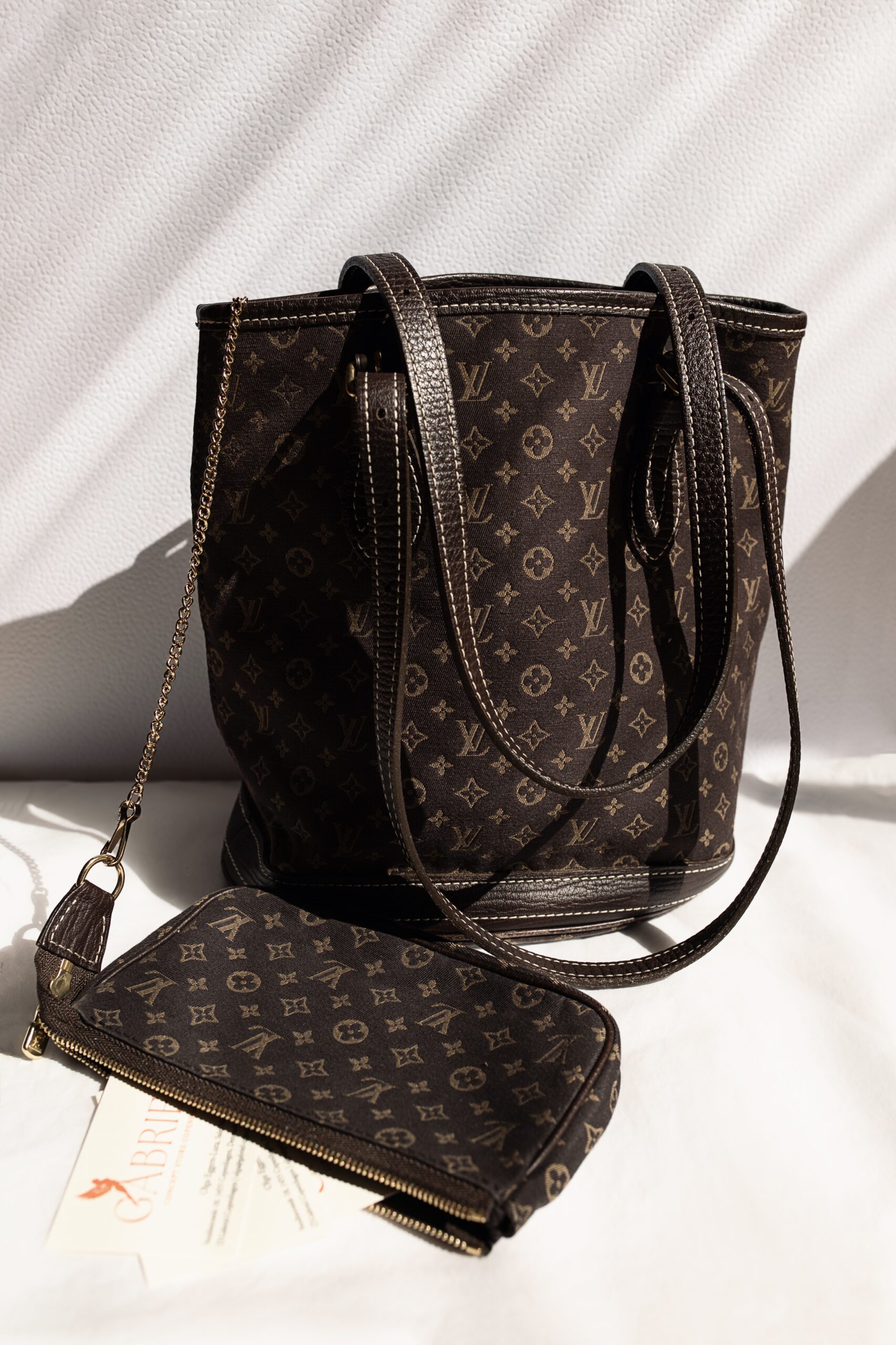 Louis Vuitton Brown Canvas Bucket Bag - Image 2