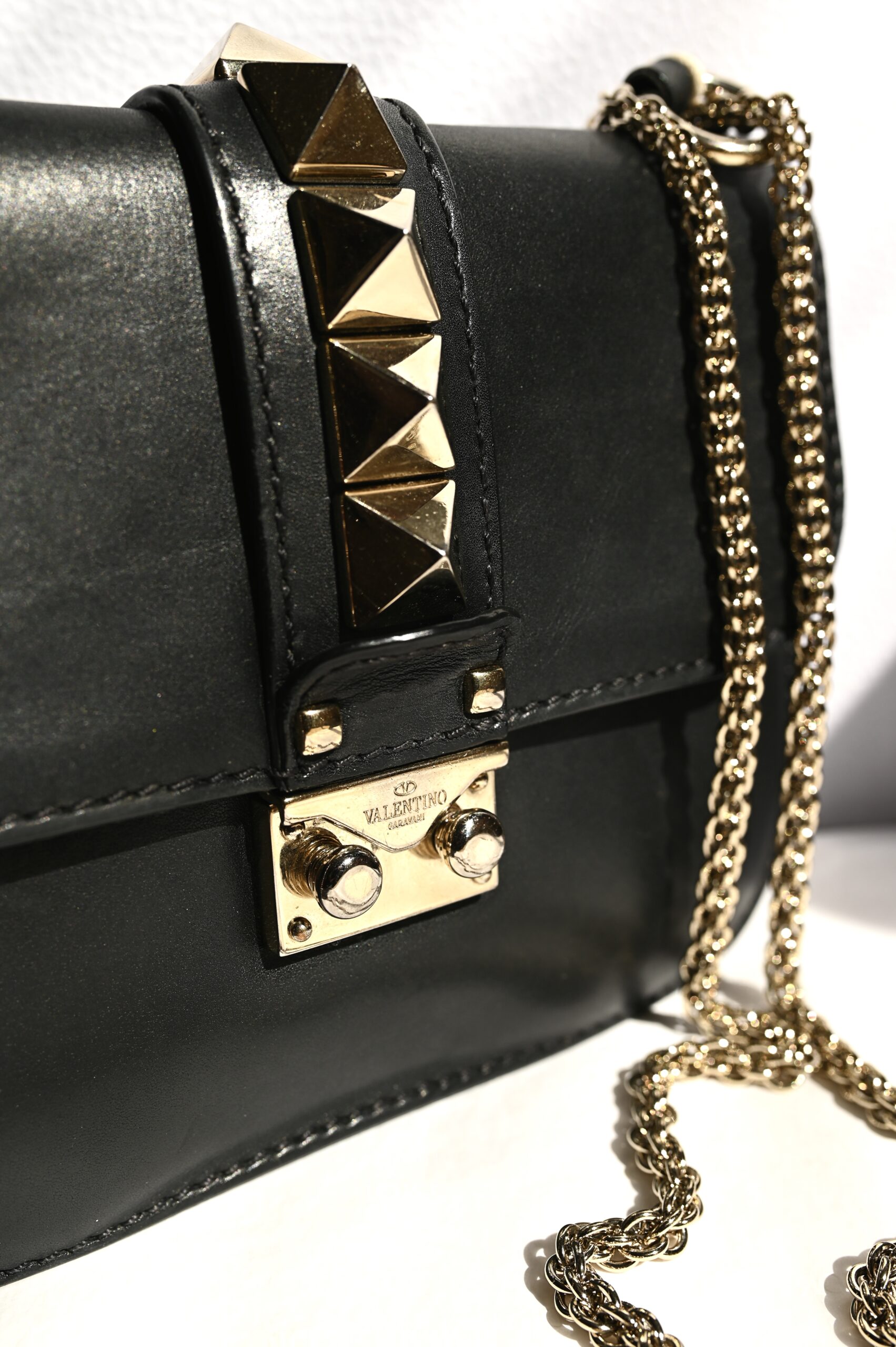 Valentino Black Leather Mini Rockstud Glam Lock Flap Bag - Image 2