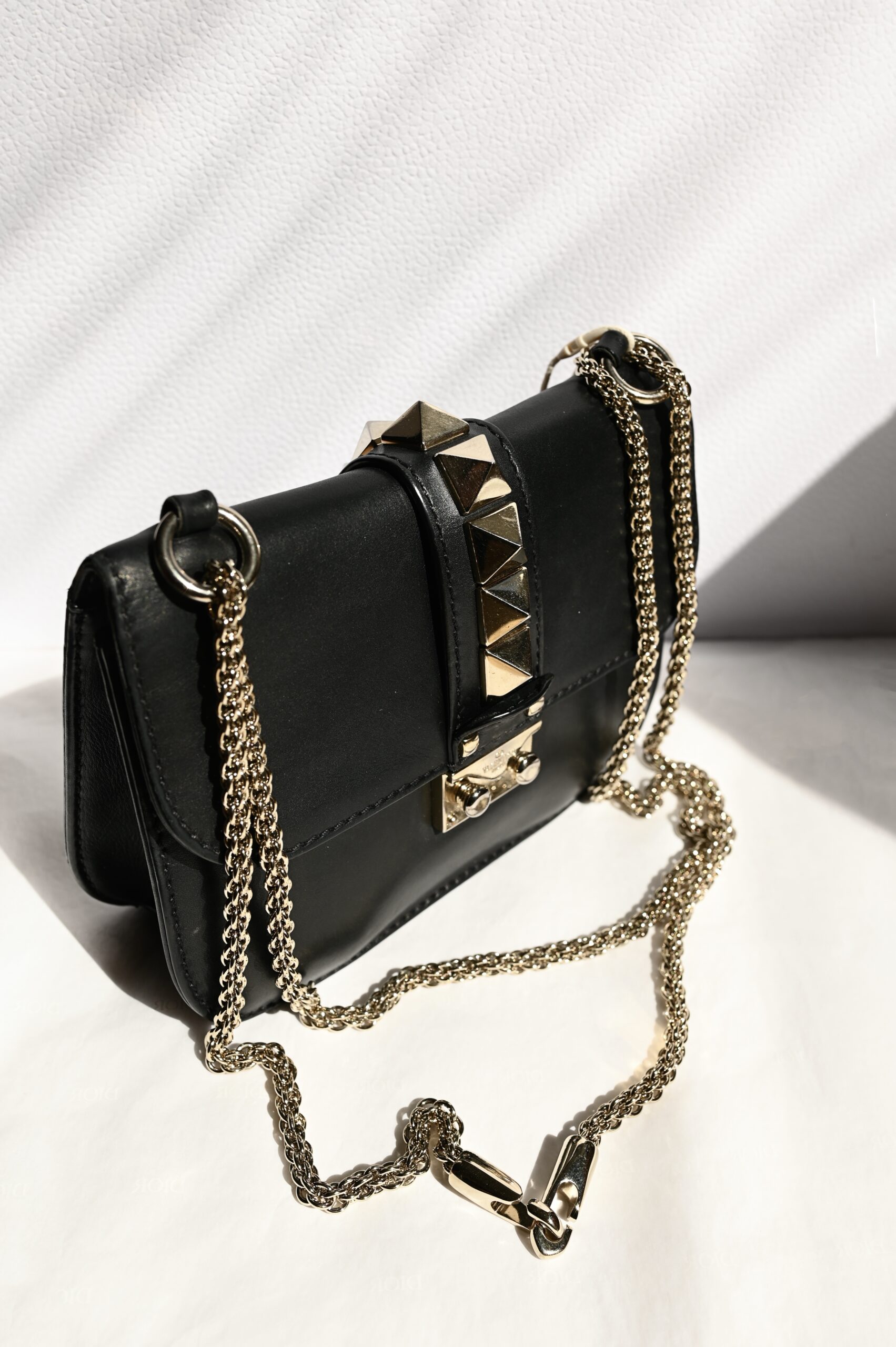 Valentino Black Leather Mini Rockstud Glam Lock Flap Bag - Image 3