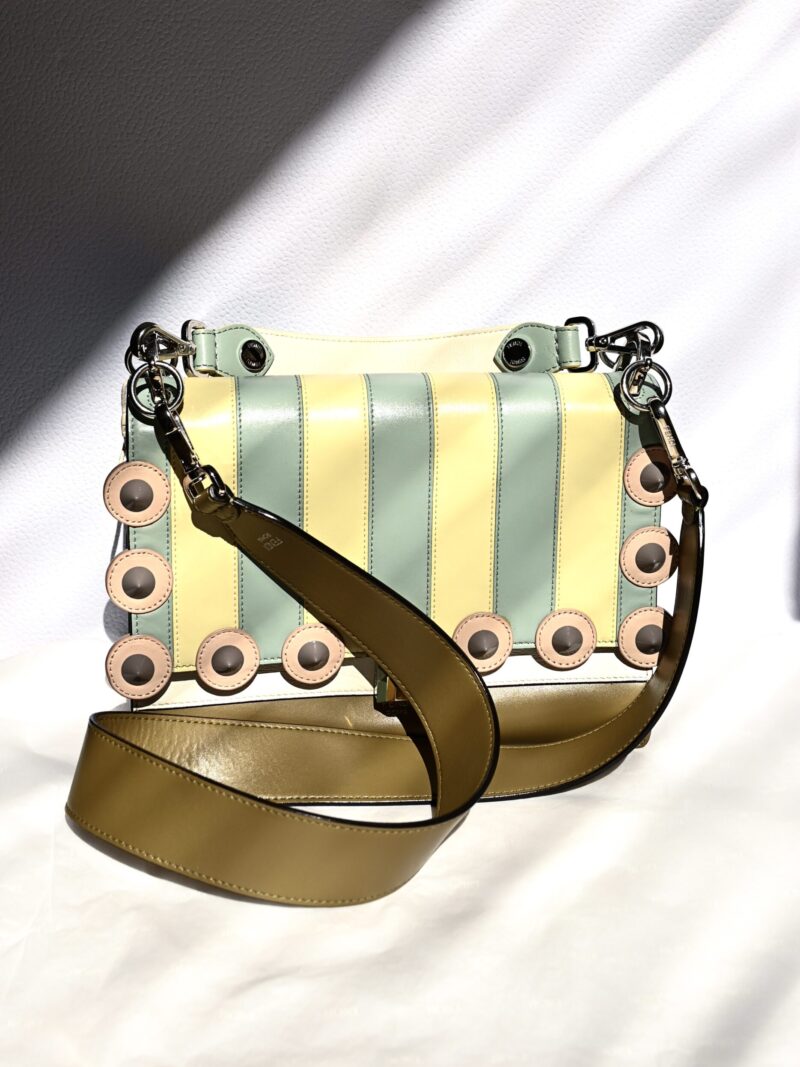 Fendi Multicolor Scalloped Leather Medium Striped Kan I Shoulder Bag